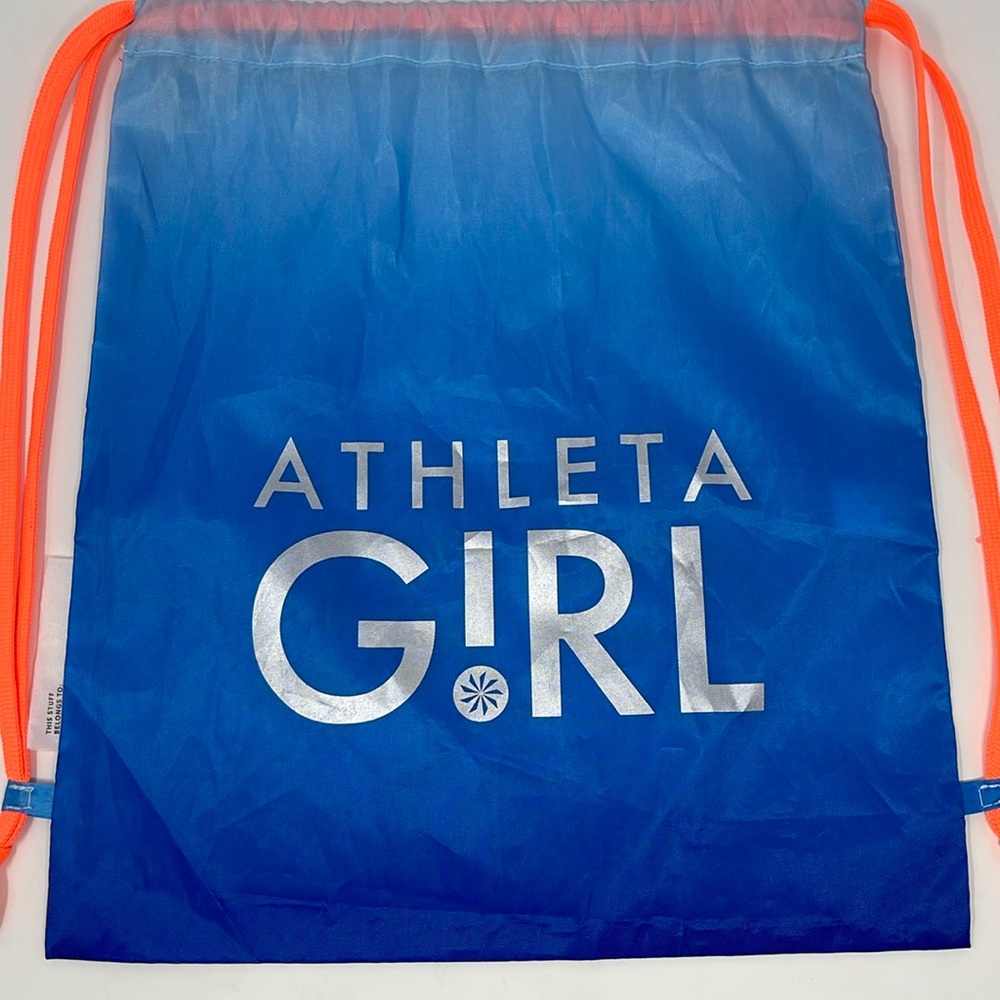 ATHLETA GIRL: Blue/Silver/Orange Cinch Sack Drawstring Bag/Backpack